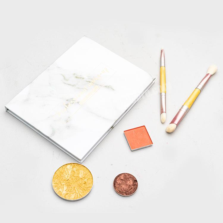 Hot sale white marble paper packaging eyebrow powder palette private make-up waterproof eyebrow powder box with gold foil logo