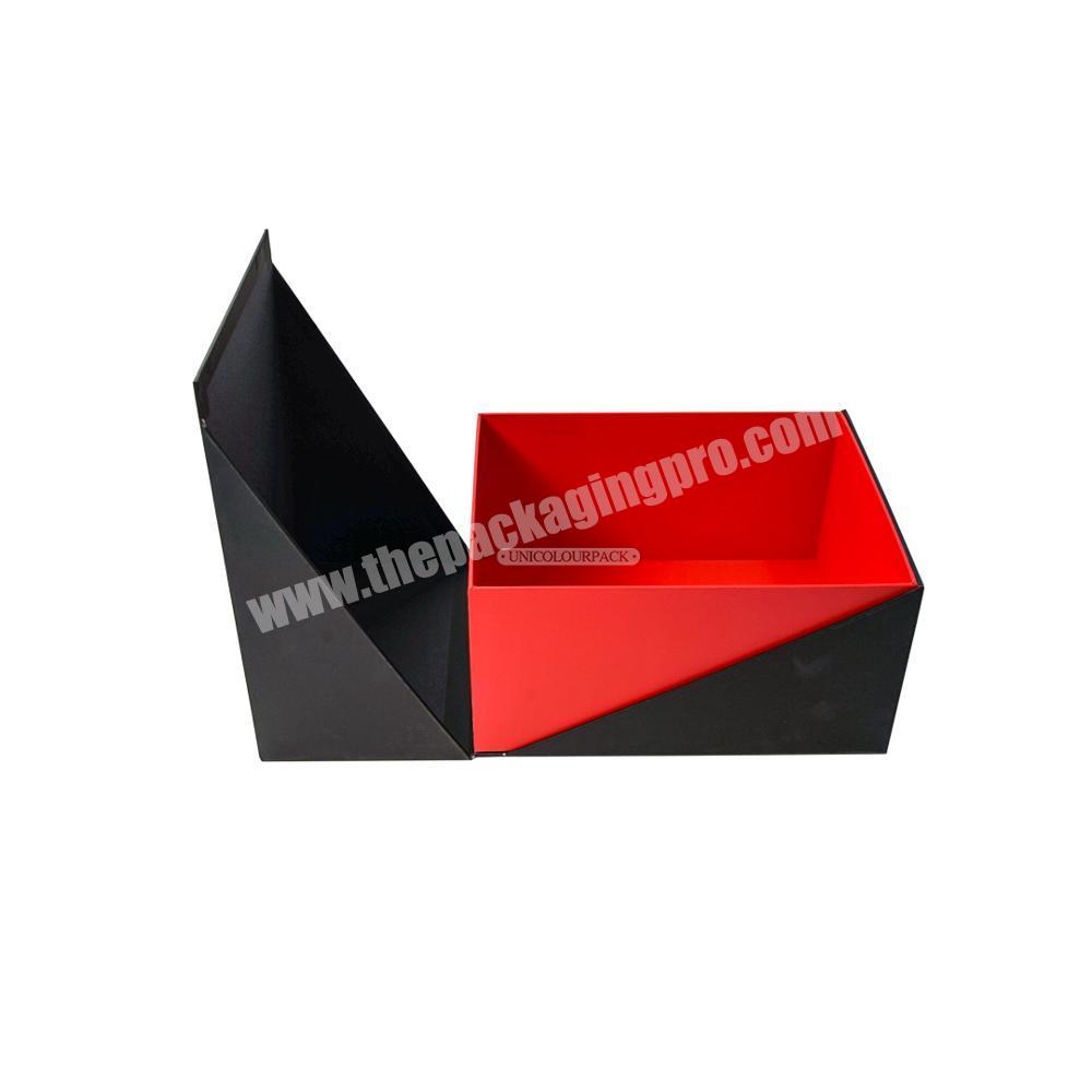 Hotsale premium paper red and black clam shell box for shoe packaging