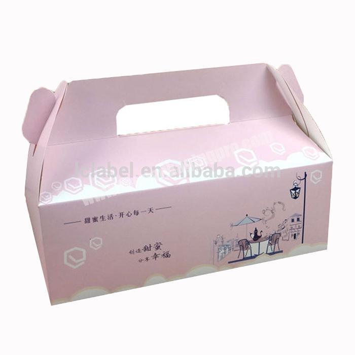 Innovative lovely recyclable cuboid storage paper cake box with handle