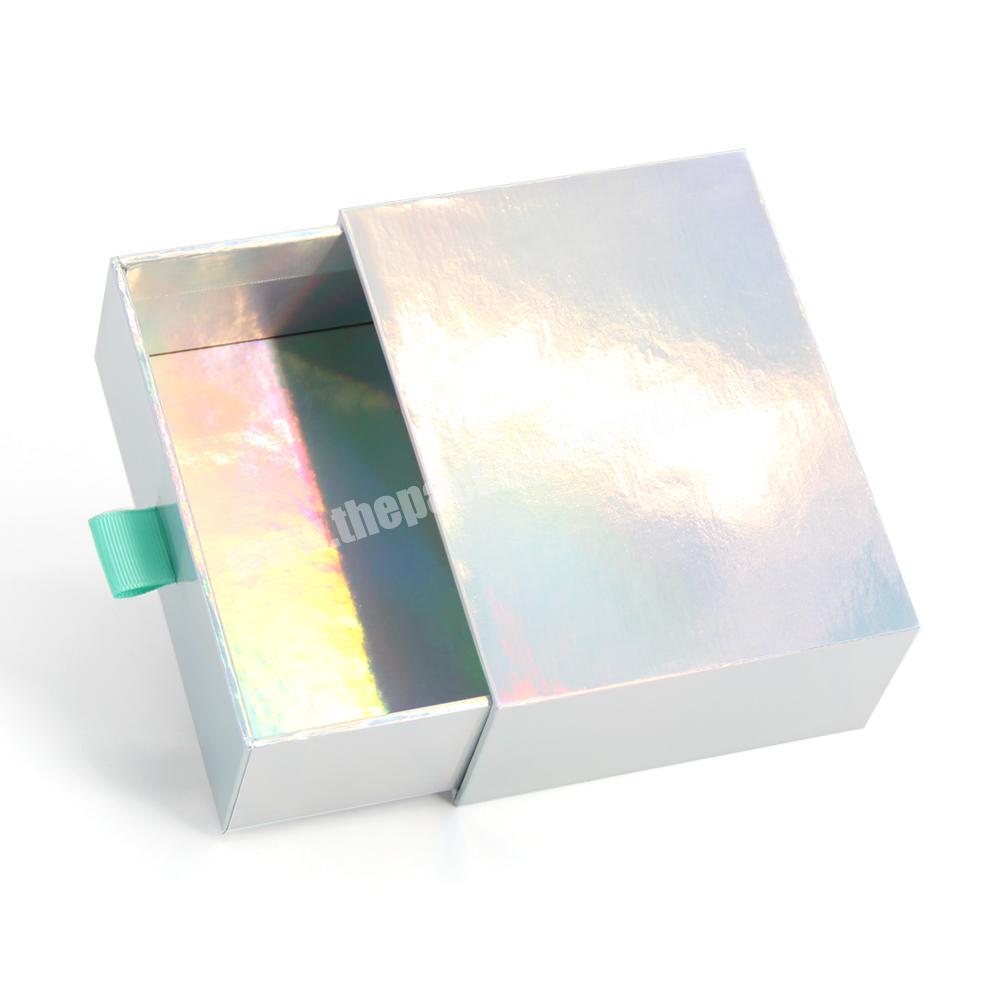 personalize Jewelry box storage necklace ring luxury paper drawer box customized holographic radiation packaging box