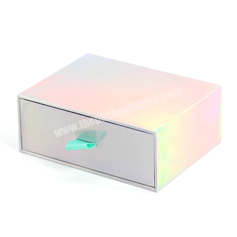 Jewelry box storage necklace ring luxury paper drawer box customized holographic radiation packaging box