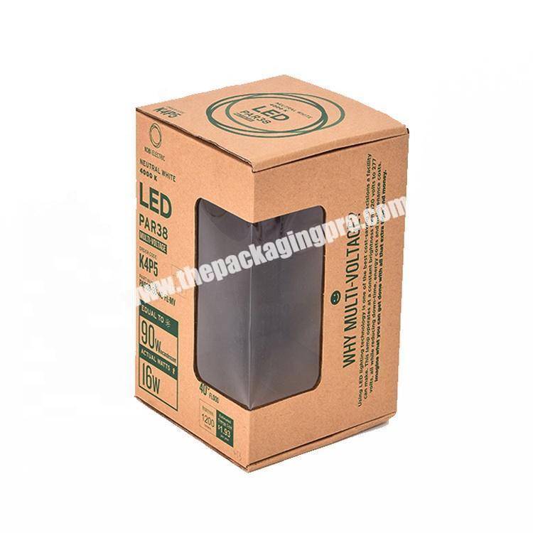 LED Bulb Light Brown Box Corrugated Paper Kraft Paper Box With Window