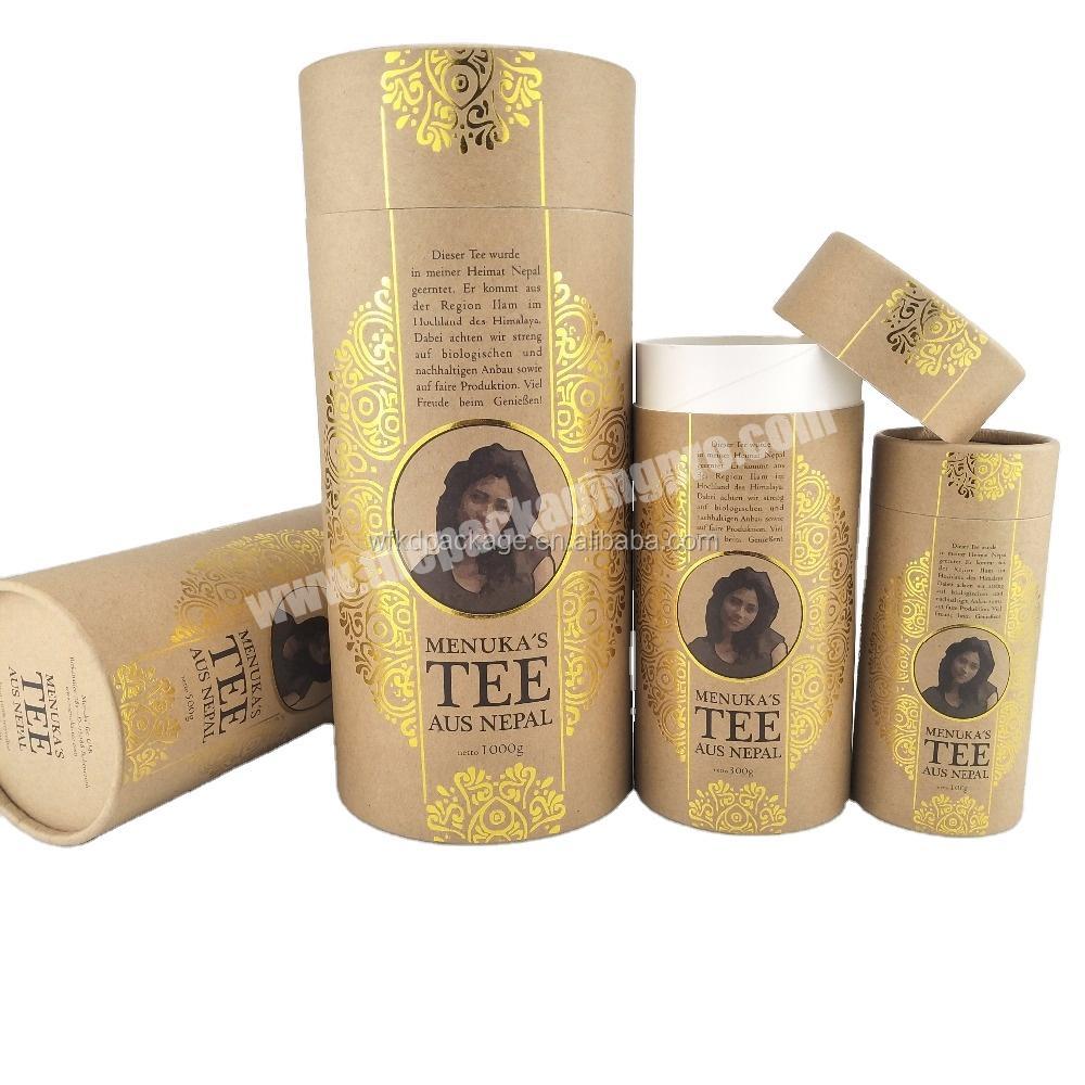 Eco friendly paper cylinder packaging box for tea packaging
