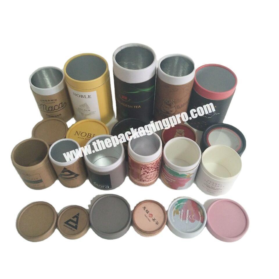 Wholesale Free Design Empty Custom color biodegradable Paper Tea Box Kraft Tube For Tea Round Paper Packaging