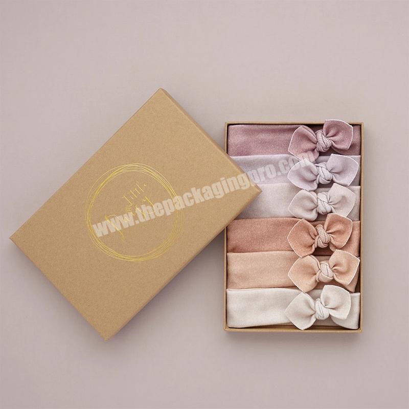 Lid off custom girl scrunchie set bundle box scrunchie packing box for scrunchies