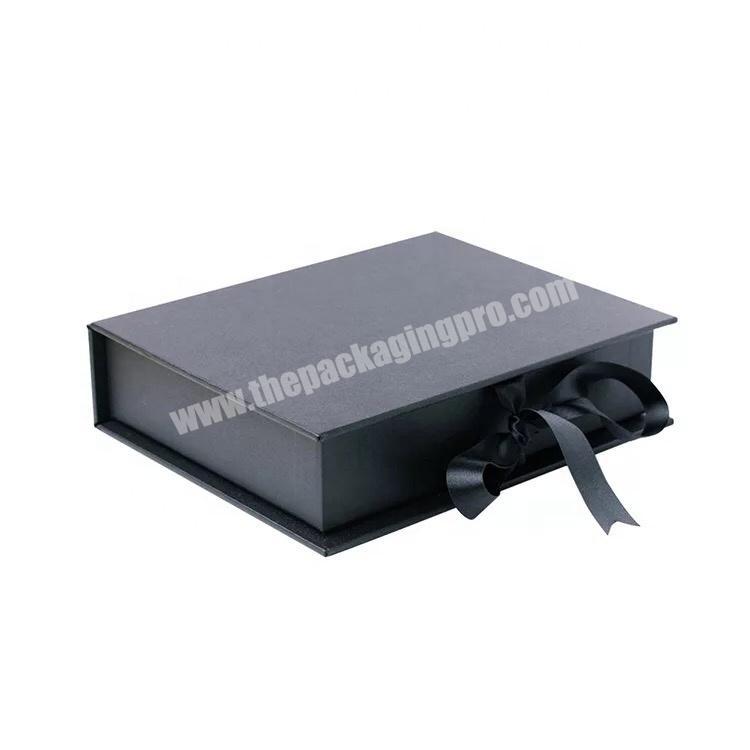 Low MOQ Book shape flip top boxes with ribbon closure for photo