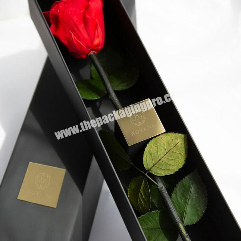 Luxury Black Custom Paper Cardboard Single Eternal Rose Flower Box For Gift factory