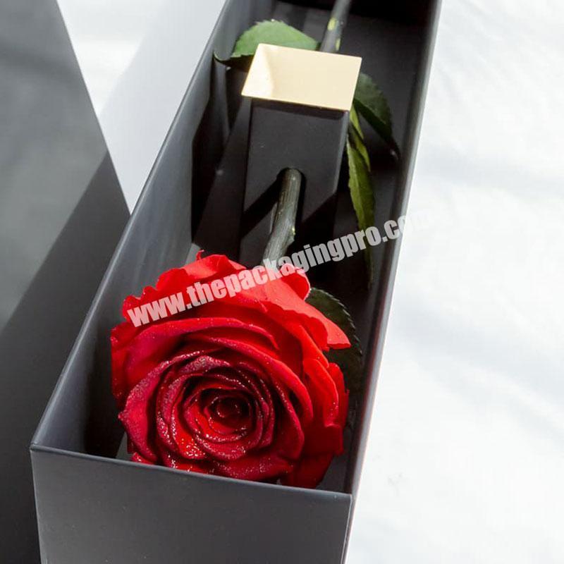 custom Luxury Black Custom Paper Cardboard Single Eternal Rose Flower Box For Gift 