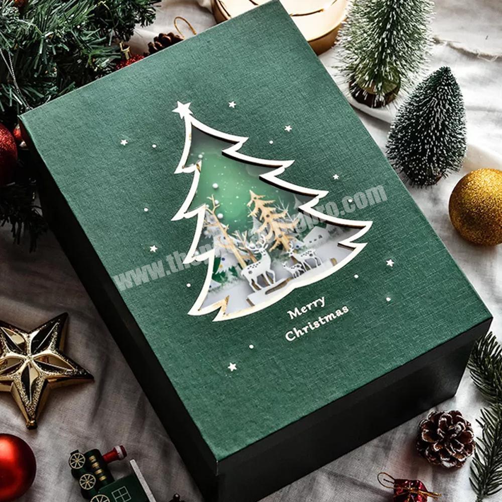 Luxury Creative 3D Christmas Gift Packaging Boxes Paper Christmas Packaging Boxes With Clear Window Custom Christmas Gift Box