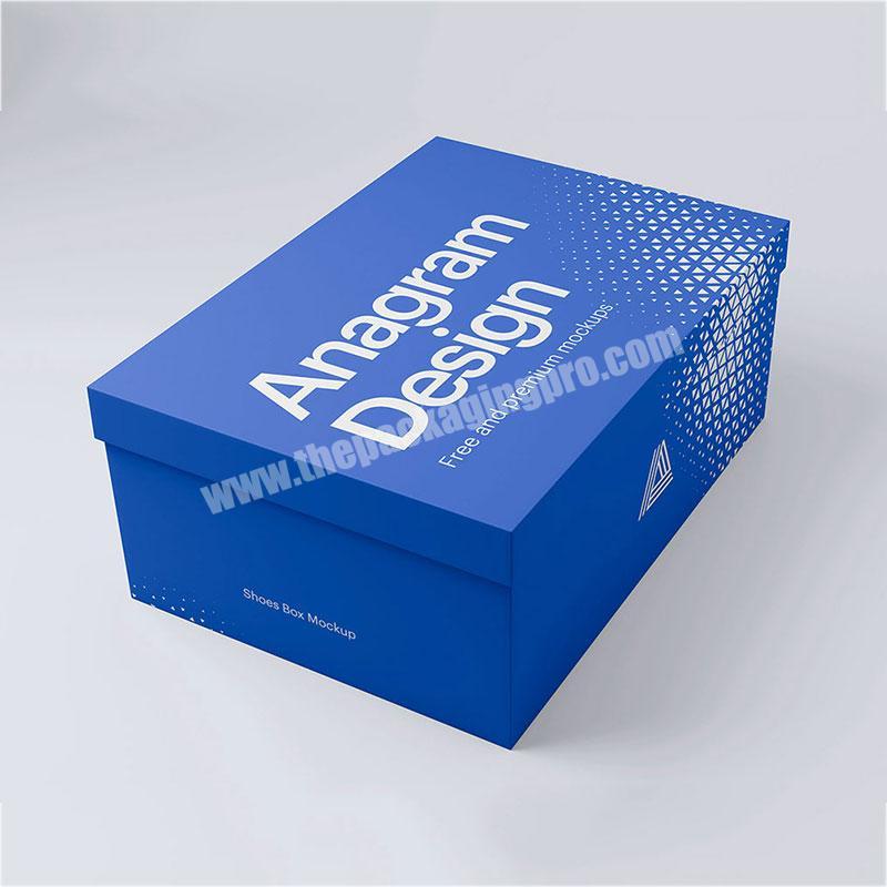 Luxury Custom Brand Logo Printed Blue Cardboard Men Shoe Boxes Men Shoe  Boxes