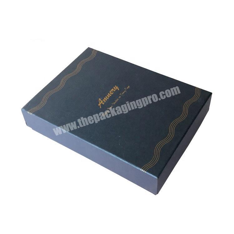 Luxury Custom Gold Foil Logo Blue Pearl Paper Lid And Base Box For Story Book