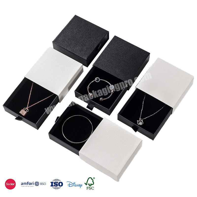 Luxury Custom Logo Jewelry Box Black Drawer Box Gold Stamping Logo With Magnetic Closure Slide Drawer Box For Jewelry