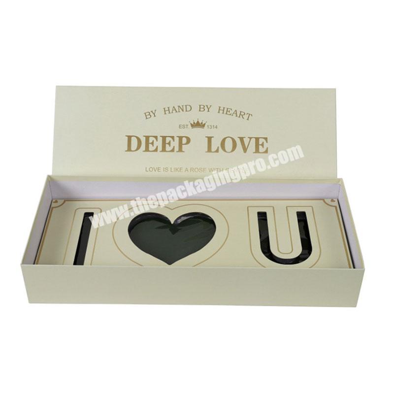 custom Wholesale Custom Luxury Rectangular Flower Box I LOVE YOU Gift Box Packaging 