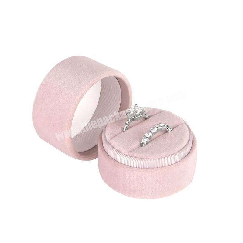 Luxury Custom Small Pu Leather Gift Jewellery Organizer Wedding Pink Bracelet Necklace Jewelry Velvet Round Ring Boxes