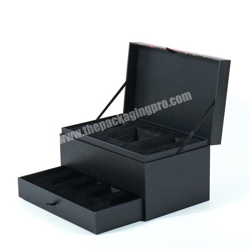 Luxury Double Layer Cardboard Gift Box Flip Top Cosmetic Packaging Pull Box