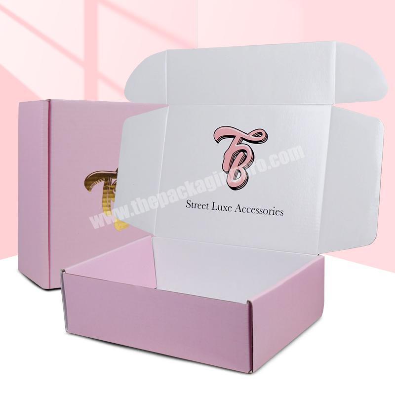 Luxury Exquisite Logo Customized Gift Corrugated Pink Shipping Packaging Paper Box