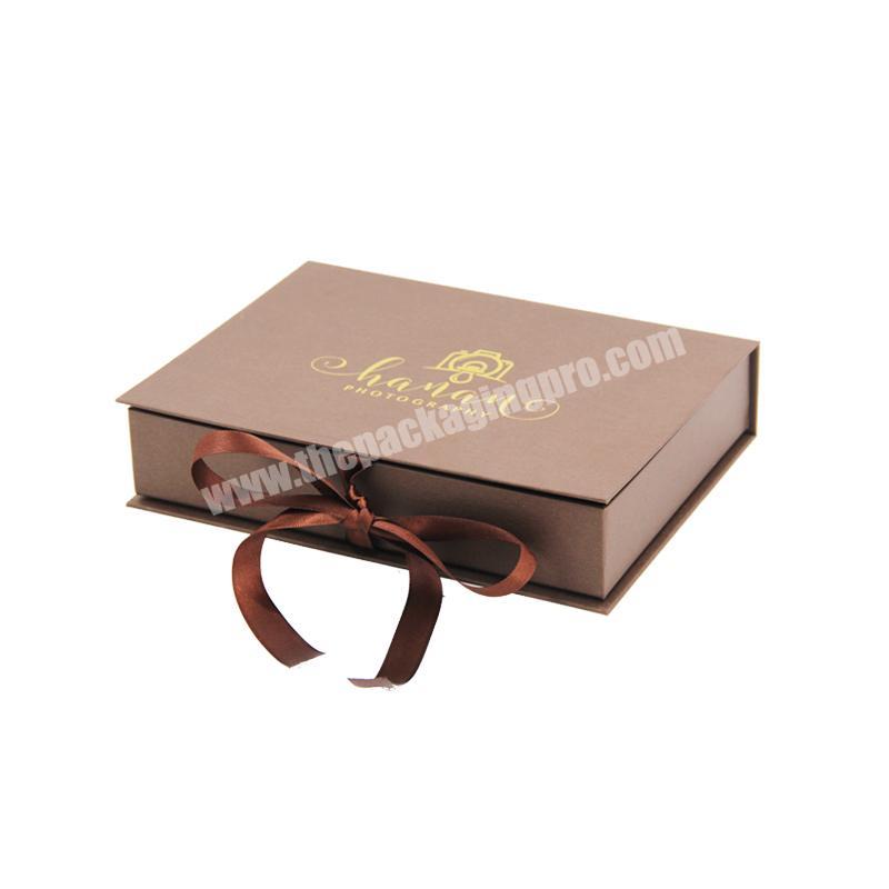 Luxury Flat Pack Cardboard jewelry Paper Box Ribbon Closures Book