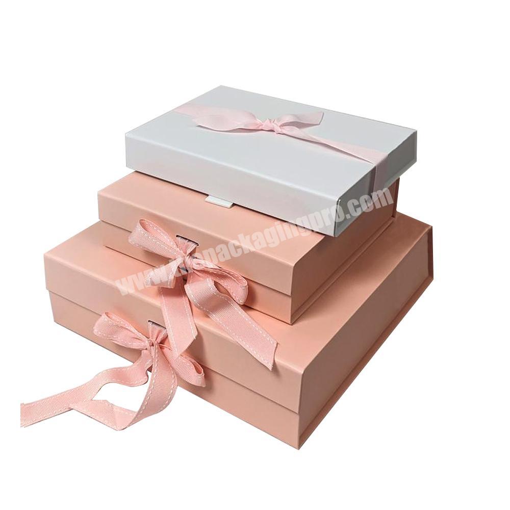 Luxury Folding Knickers Customized Pink Lingerie Gift Boxes With Ribbon For Clothlingerie Packaging