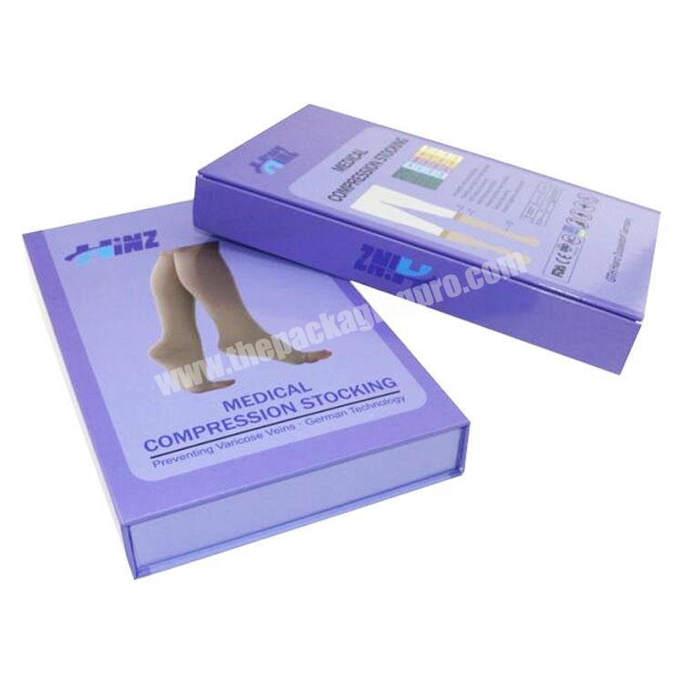 Luxury Magnetic Closure Printed Paper Cardboard Compression Socks Gift Box Packaging Custom