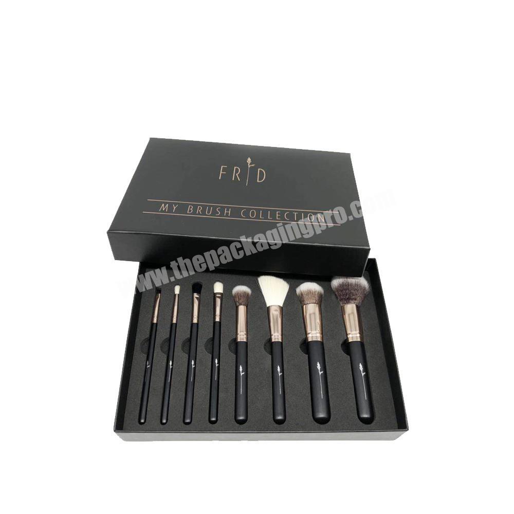 Luxury Make up Brushes Packaging Paper Box Recyclable Cardboard Foam Insert 2 Piece Paper Box with Custom Foil Stamping Logo