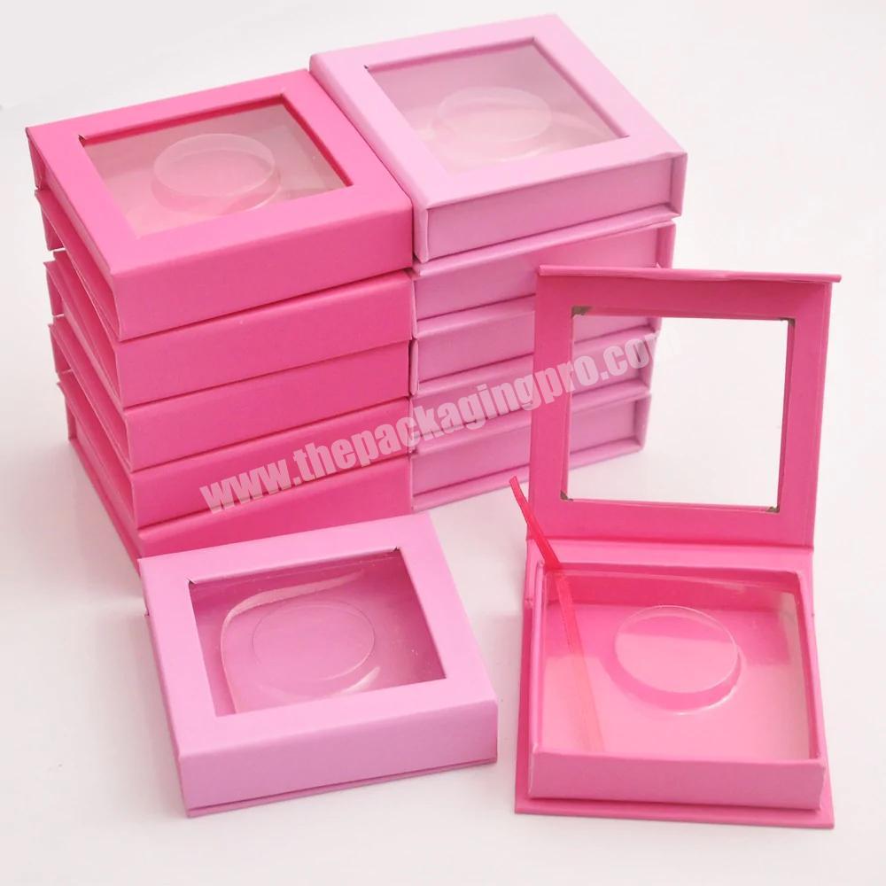 Luxury Paper Pink Magnetic Square False Eyelash Packaging Box With window Eyelash Boxes Custom Logo Packaging Empty Eyelash Box