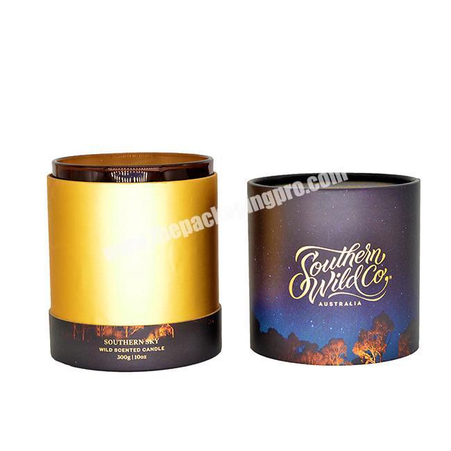 New Design Luxury Gold Foil Stamping Candle Packaging Boxes Gift Candle Jar Round Paper Box Packaging With Custom Logo