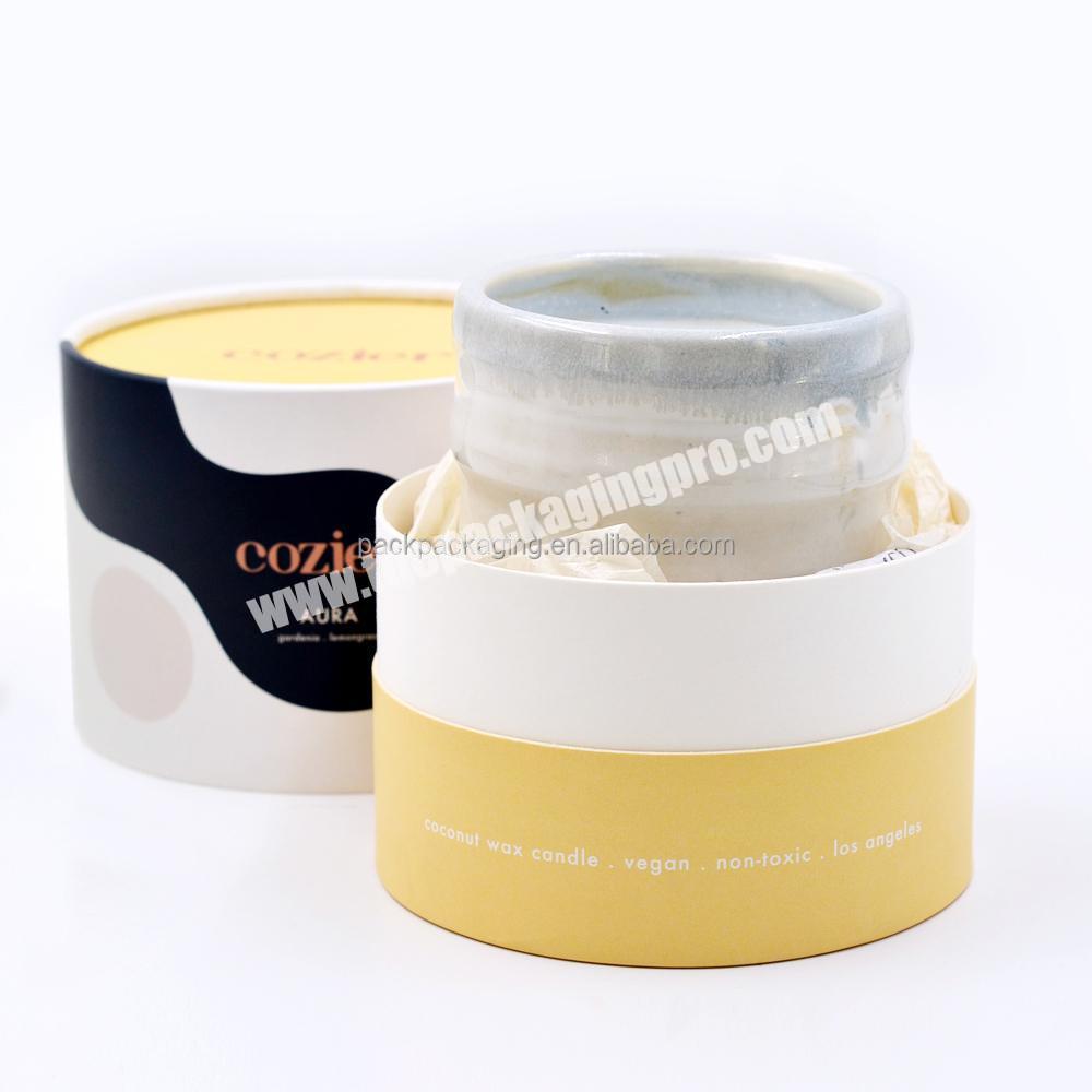 Luxury Paper tube with Fancy Design empty Round cardboard Candle jar Box packaging