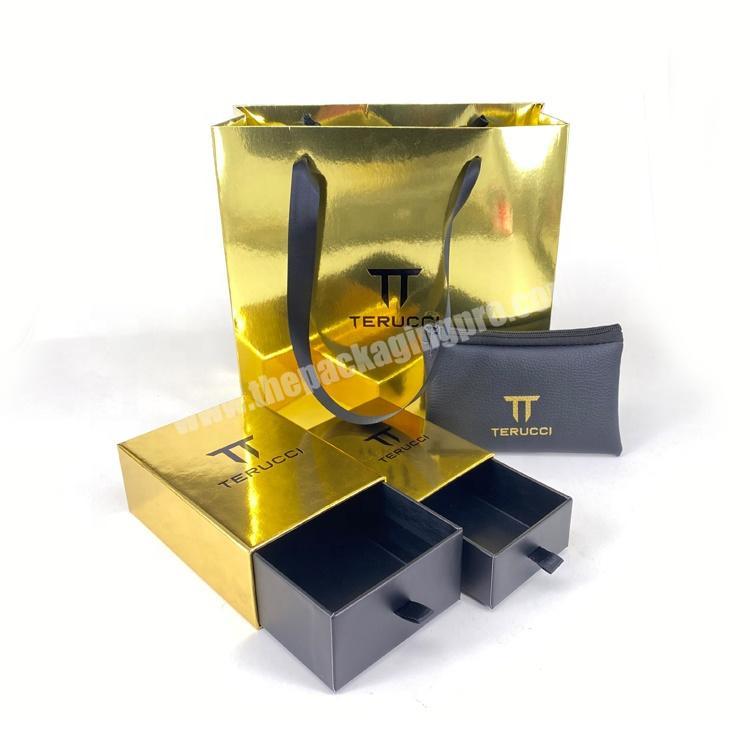 Luxury Shiny Gold Paper Packaging Box Custom Jewelry Packaging