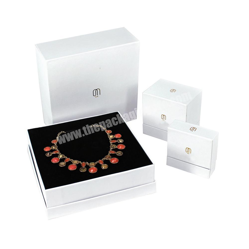 Luxury Unique Set Gift Packaging Cardboard Boxes Velvet Ring Necklace Bracelet Jewelry Package with Insert