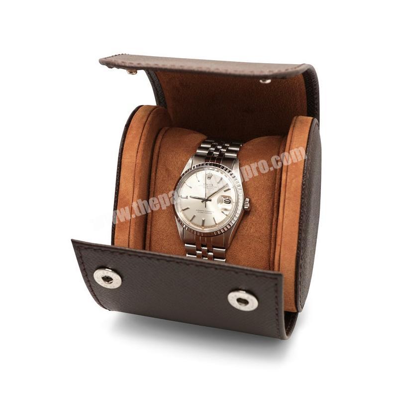 Luxury Watch Case Handmade Brown Italian  Leather Travel Case Storage Box For Watches Gents