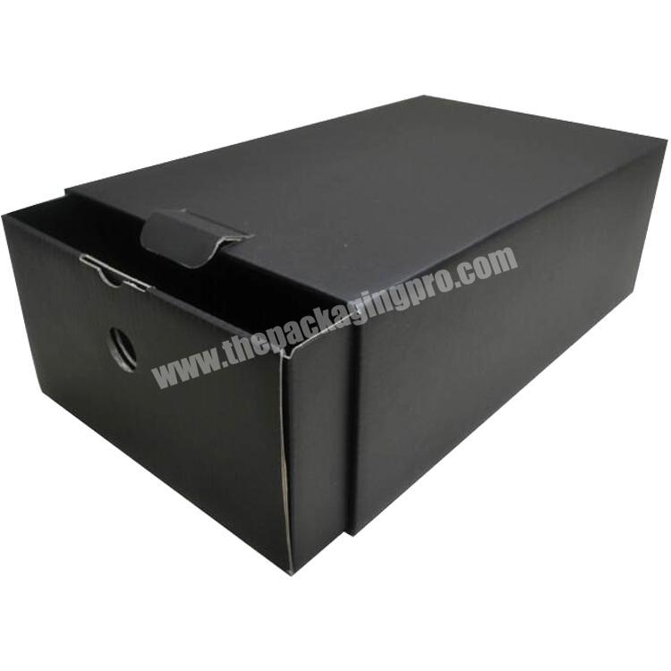 Custom logo black corrugated shoe box packaging shipping paper mailer drawer box with locked