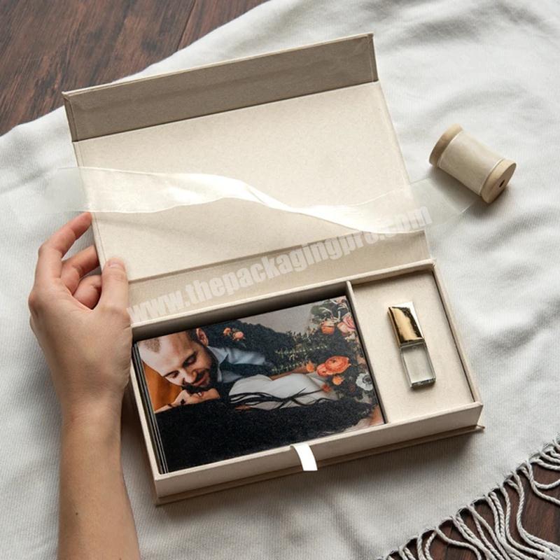 Luxury cardboard usb flash drive pack presentation paper box wedding photo gift mailer box custom logo usb packaging box
