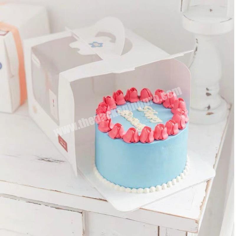 Luxury cardboard wedding birthday window cake pop packing box surprise roll cup moon cake box 6 inch white paper mini cake boxes