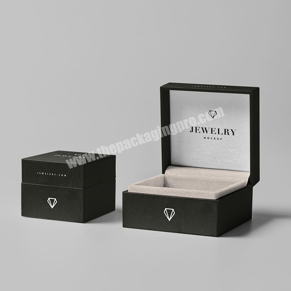 Luxury custom leatherette ring packaging box bracelet box gray brushed PU surface necklace ring jewelry gift box