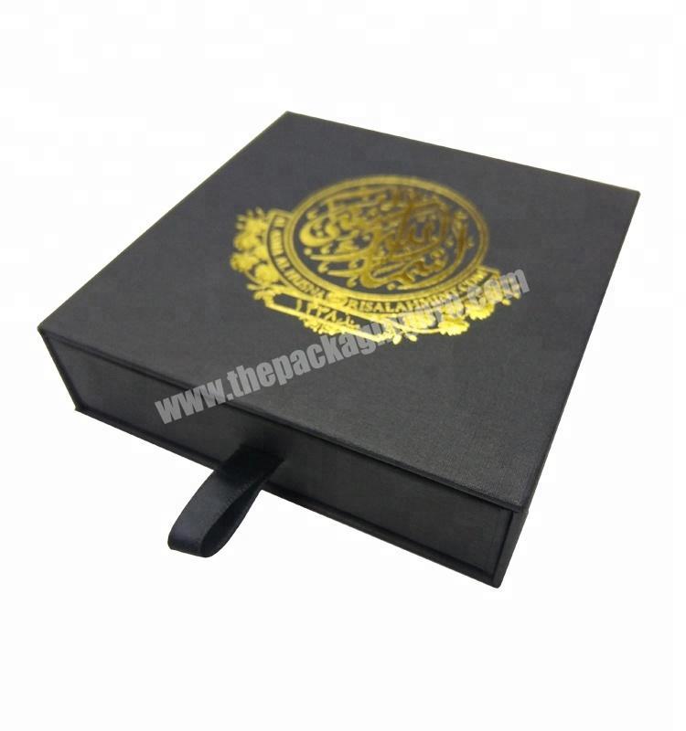 Luxury custom logo hot stamping black box gift packaging