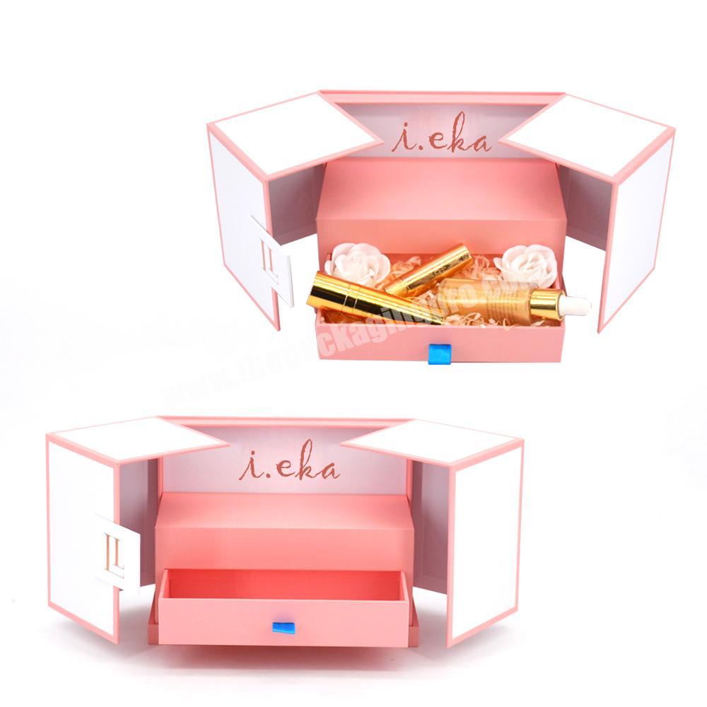 Luxury custom logo modern craft supplies jewelry packaging gift box double gate 2 tier drawer display magnetic jewellery box