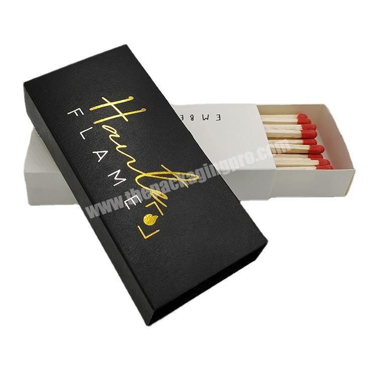 Luxury design color empty long custom match box packaging slide out match drawer cardboard paper gift matches box