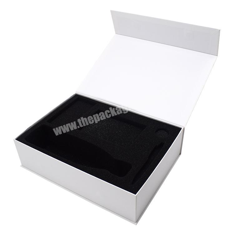 custom Luxury eco friendly custom book shape hard flip top white folding paper box magnetic gift box 