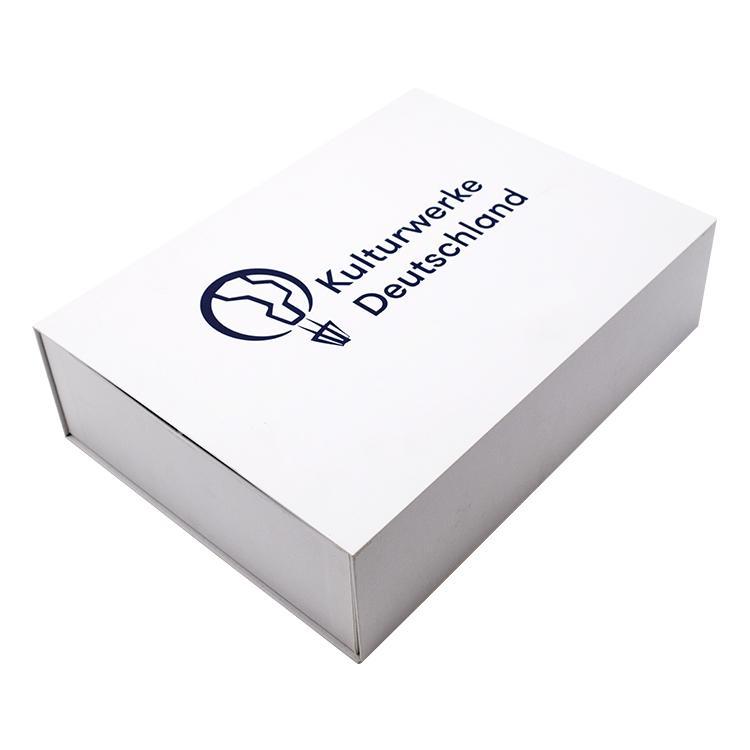 Luxury eco friendly custom book shape hard flip top white folding paper box magnetic gift box