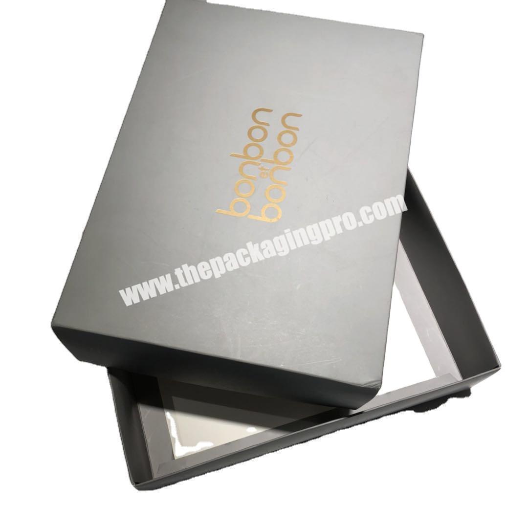 Luxury gold foil lid and base rigid cardboard clothing box case custom design
