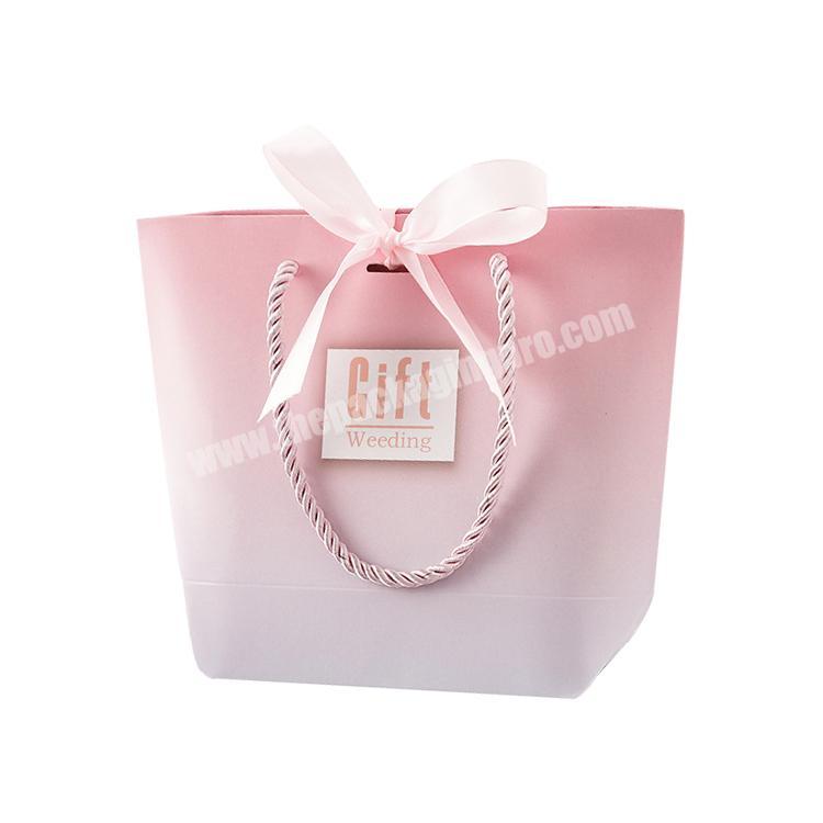 Luxury gold logo paper jewelry gift shopping bag with ribbon