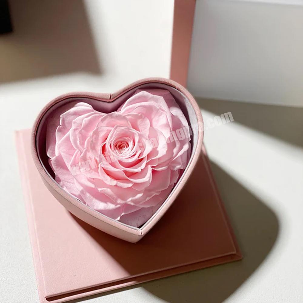 Luxury leather diy gift small hat flower rose bouquet heart shipping boxes custom design cajas para flores flower packaging box