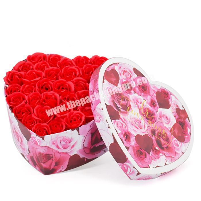 Luxury mothers day gift roses soap packaging boxes mom heart shape flower box custom bouquet heart box for flowers