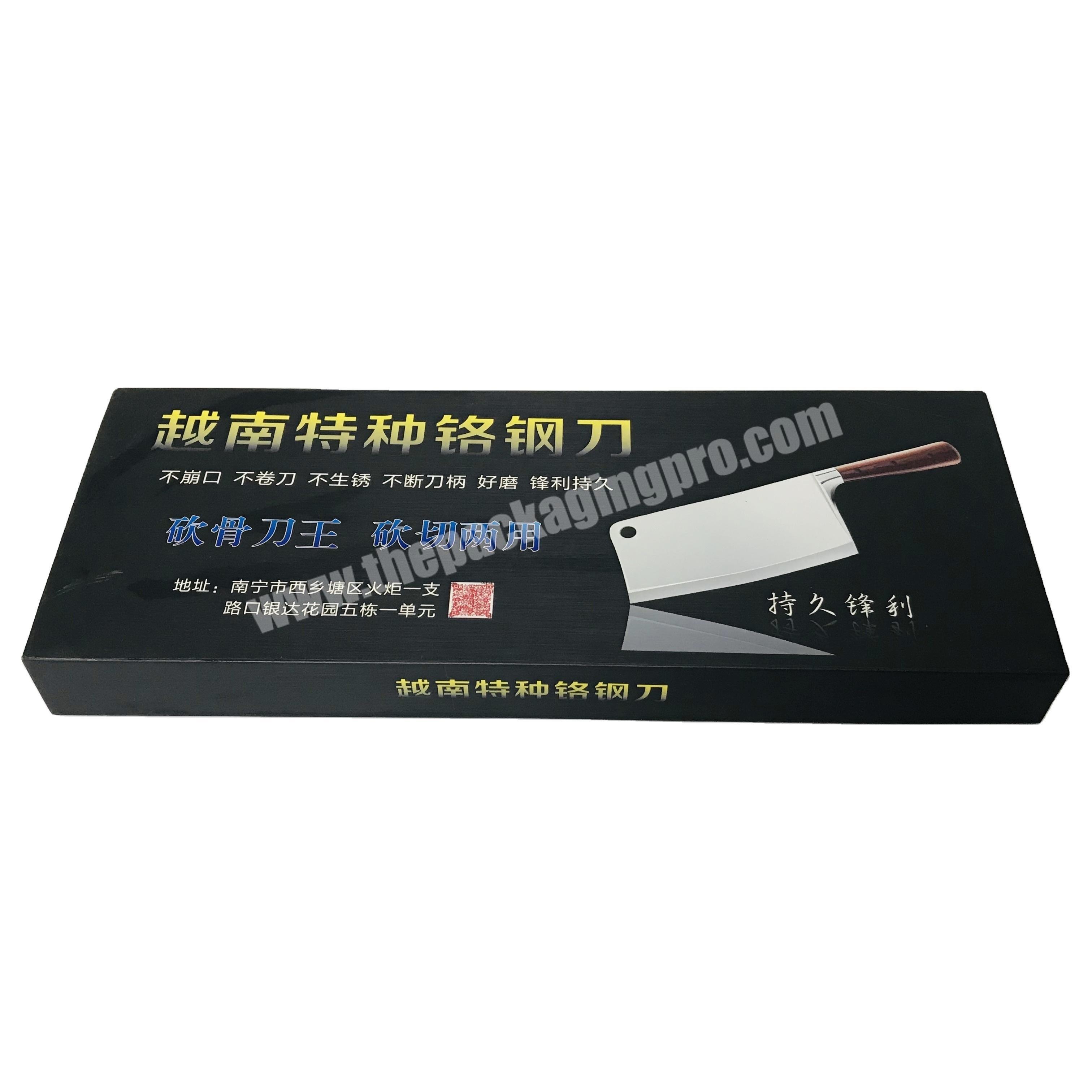 Luxury paper Black rigid magnet fold a gift packaging box with magnetic closure lid for kitchen knife