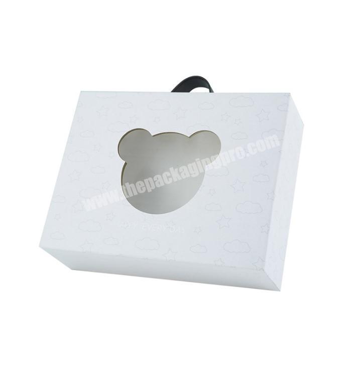 Luxury white paper  suitcase with handle and PVC window for clothes