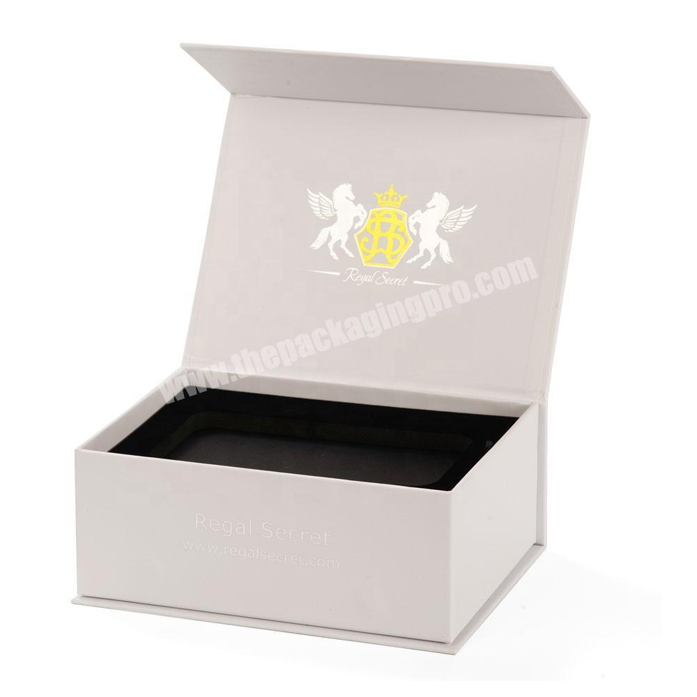 Magnetic Closure Flip Flap Open White Presentation Paperboard Box Luxury Rigid Cardboard Plain White Jewelry Gift Box Packaging