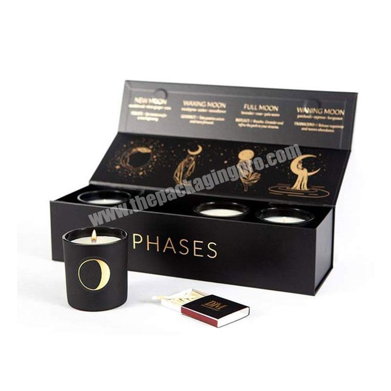 Manufacturer Custom Unique Rectangular Craft Packaging Black Hard Cardboard Luxury Candle Boxes For Gift