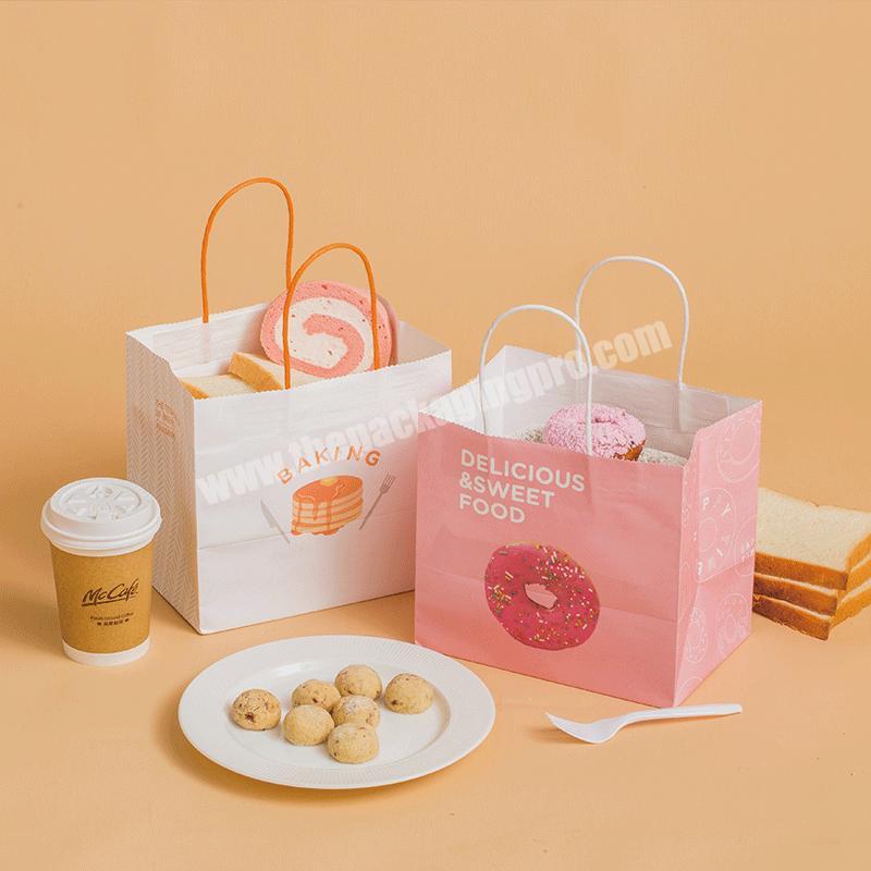 Manufacturer Wholesale Food Grade Custom Reusable Paper Bags With Handles For Food Takeaway Coloured Kraft Paper Bags
