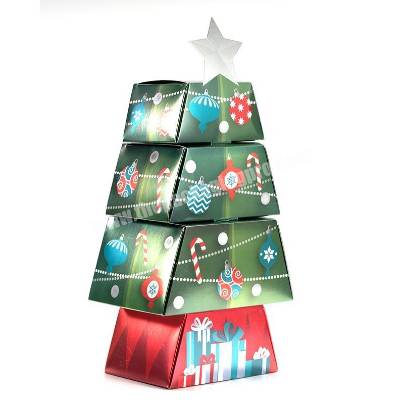 Manufacturer production creative design christmas gift box design custom folding christmas tree box