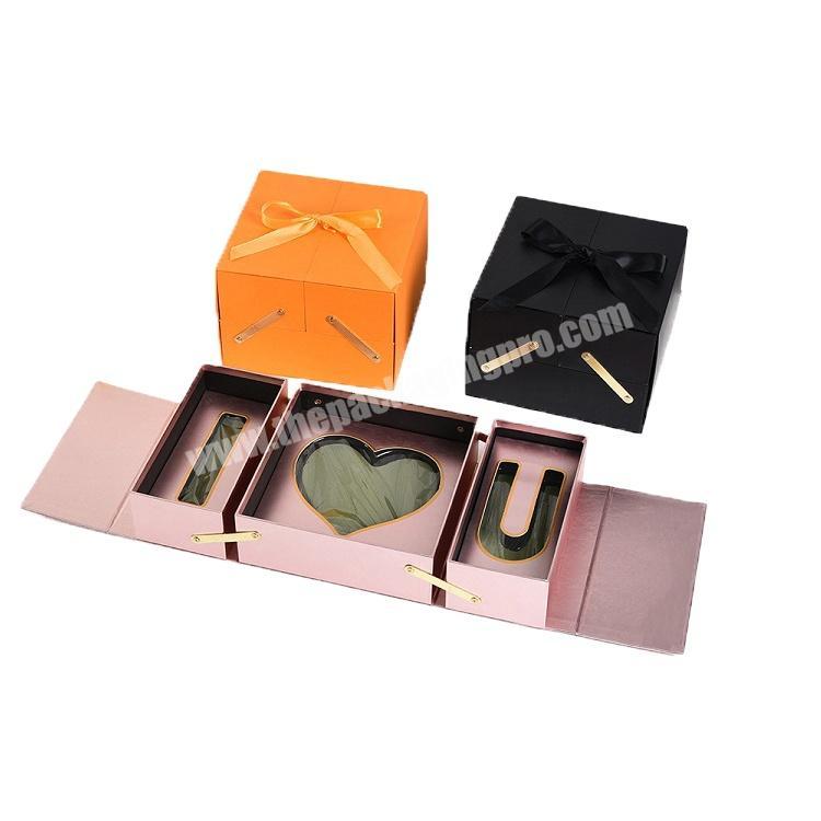 Manufacturer supply luxury anniversary deep love square flower box luxury personalized packaging box flowers